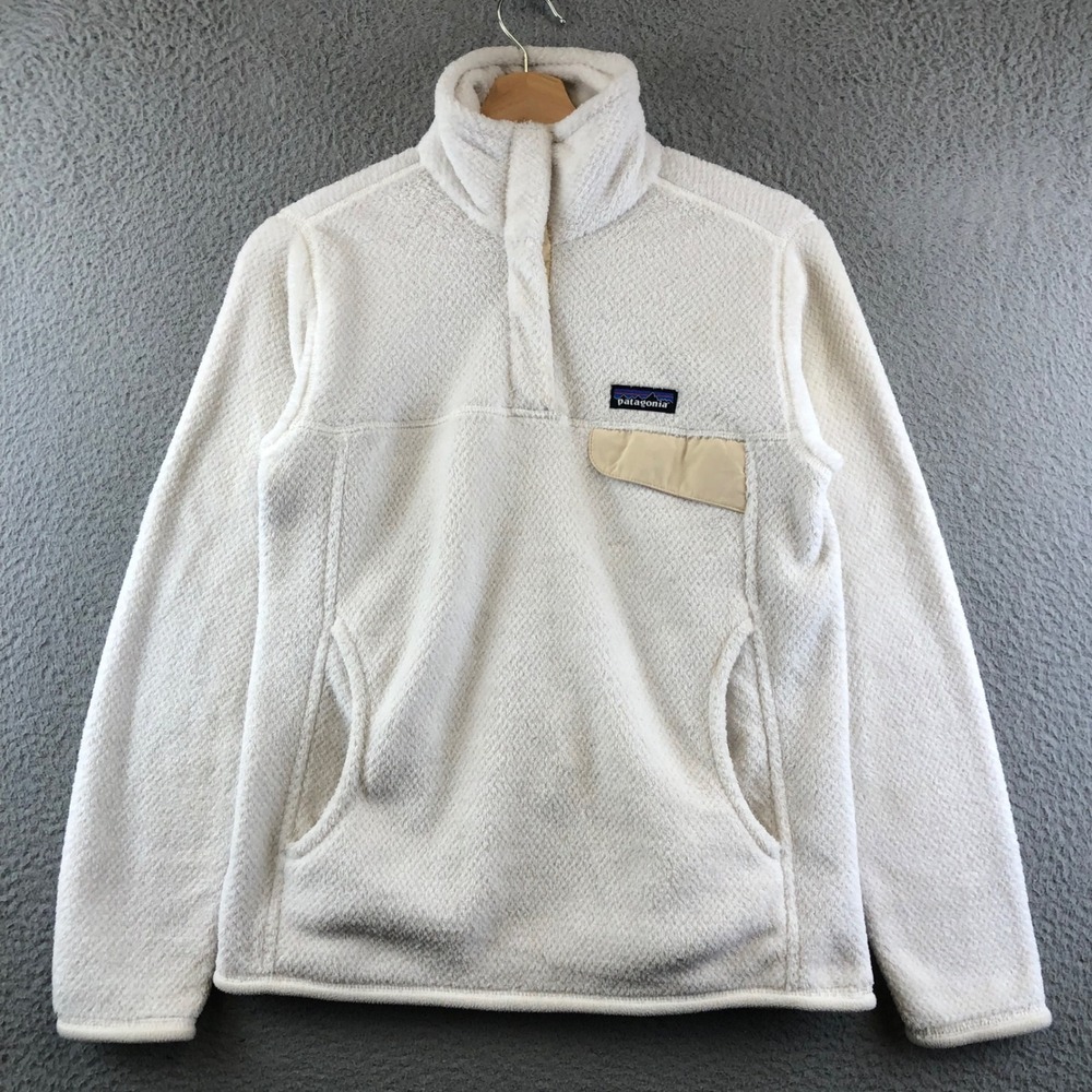 Patagonia‎ Womens Small Cream White Snap-T Fleece Pullover Jacket Outdoor